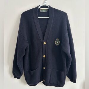 Vintage Navy Crest Cardigan